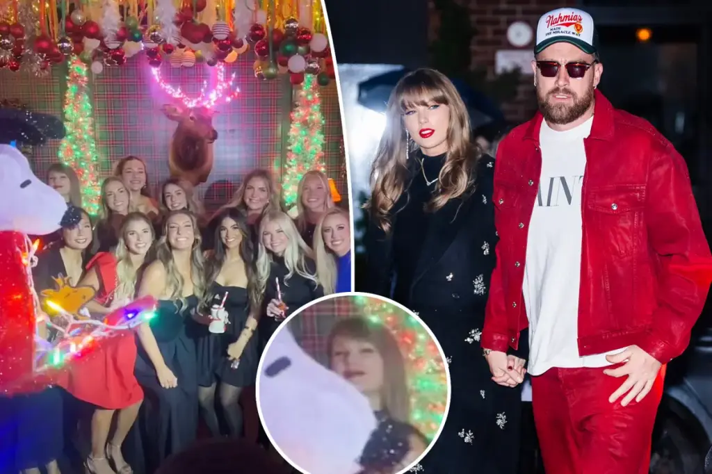 Fans notice Taylor Swift in the group photo of WAGs at the Chiefs Christmas party.