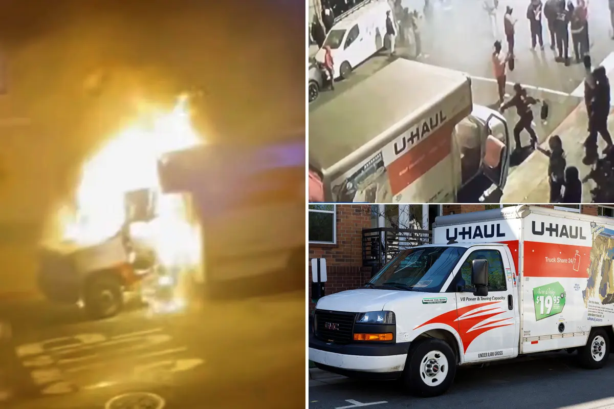 Footage captures U-haul ablaze during a sideshow in San Francisco