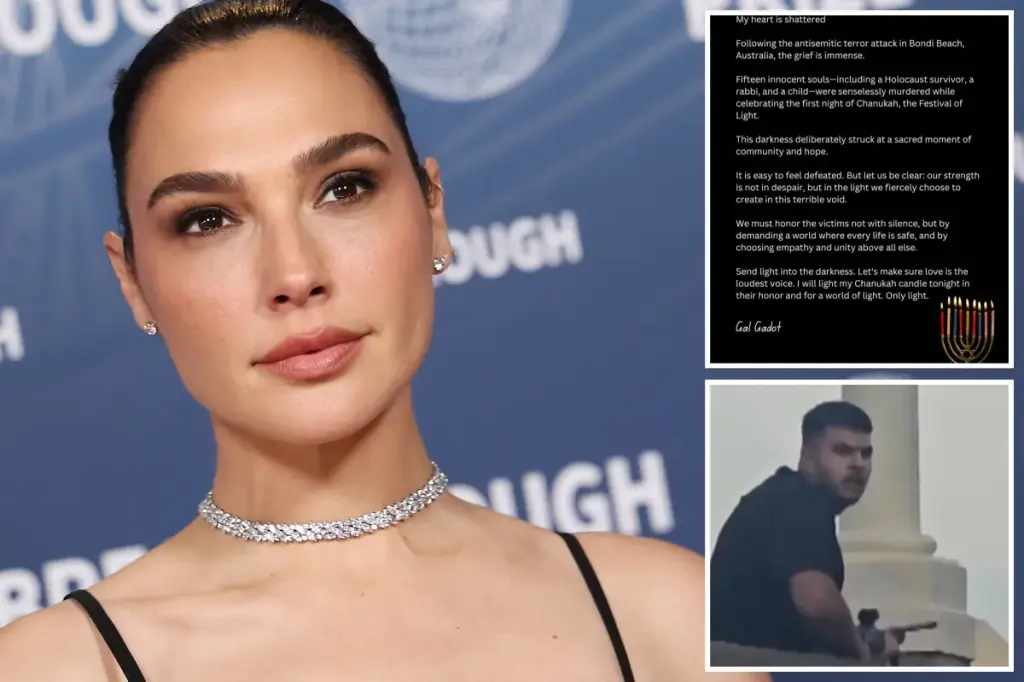 Gal Gadot and Ashton Kutcher denounce antisemitic terrorist attack at Hanukkah event in Bondi Beach