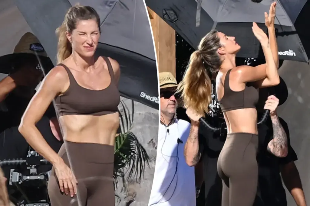 Gisele Bündchen showcases her fit physique in a Miami video shoot.