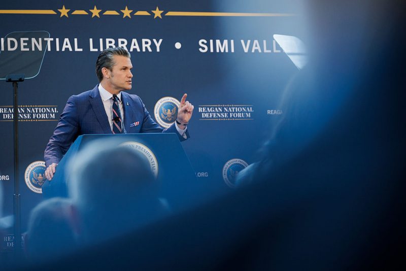 Hegseth shares the military outlook of the Trump administration on 'America first, peace through strength' at the Reagan National Defense Forum.