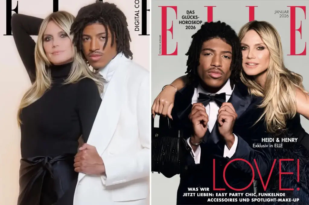 Heidi Klum and her son Henry Samuel, who is a model, are featured on the cover of Elle Germany.