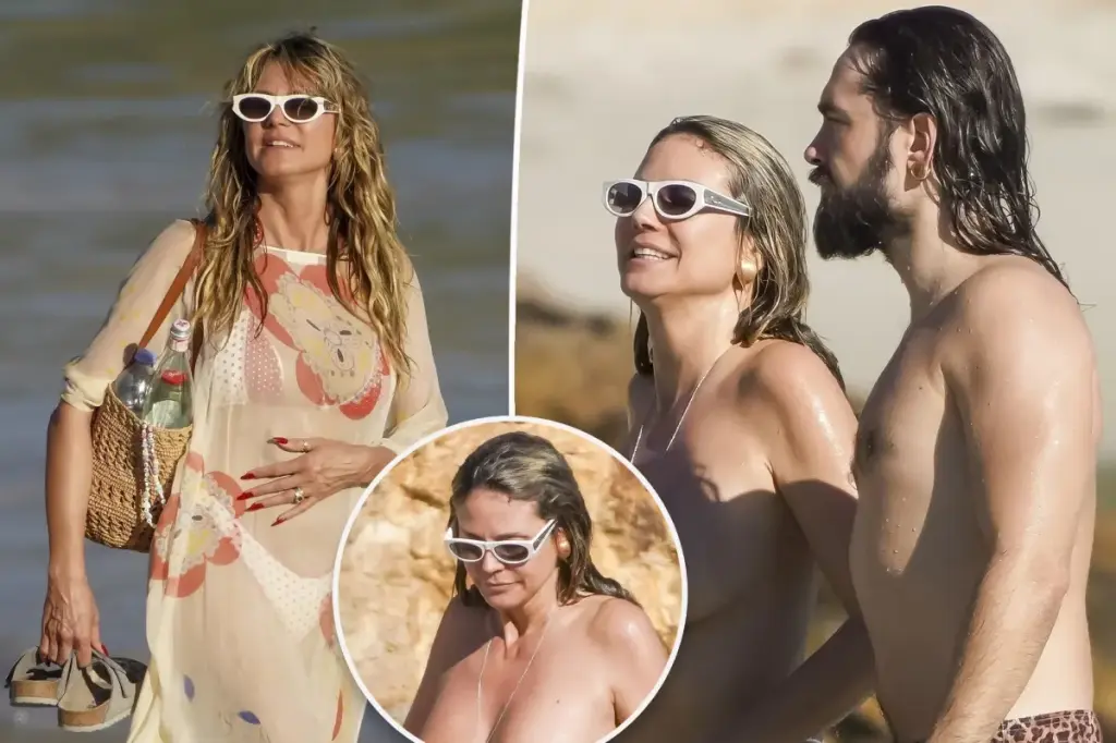 Heidi Klum embraces a natural look while on holiday with her husband Tom Kaulitz in St. Barths.