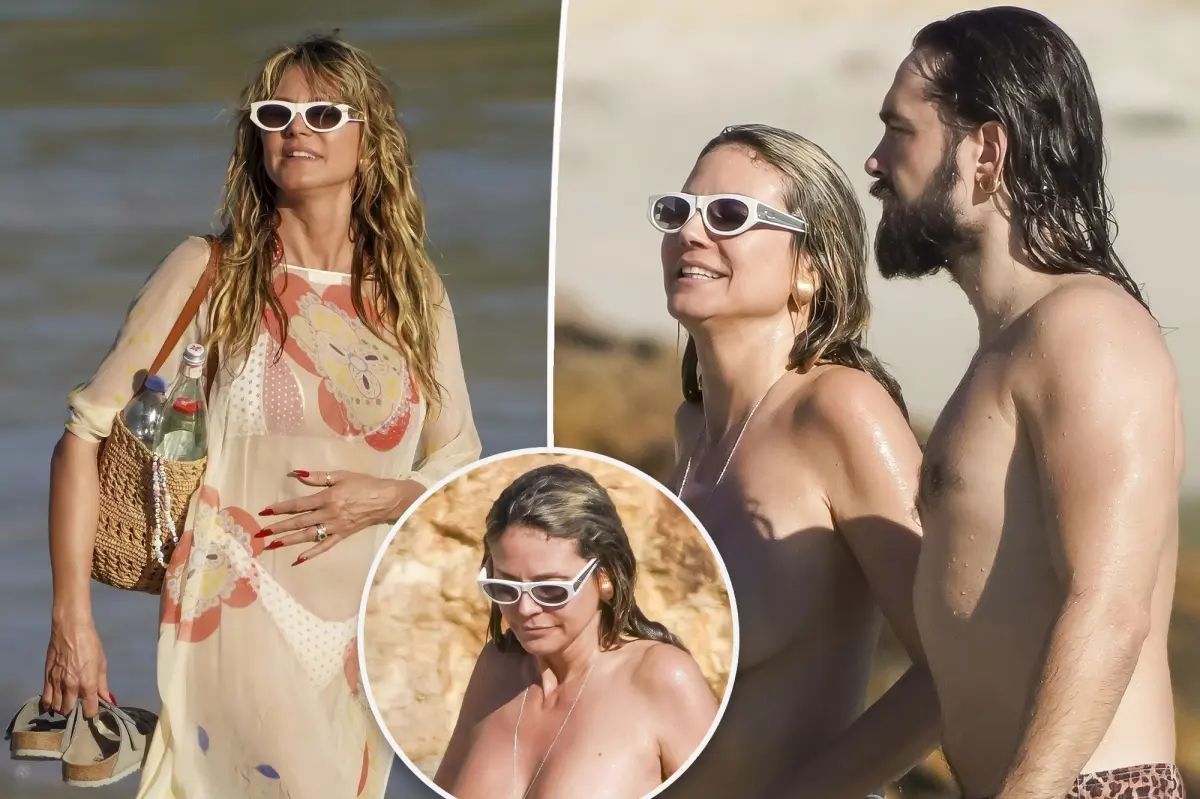 Heidi Klum embraces a natural look while on holiday with her husband Tom Kaulitz in St. Barths.