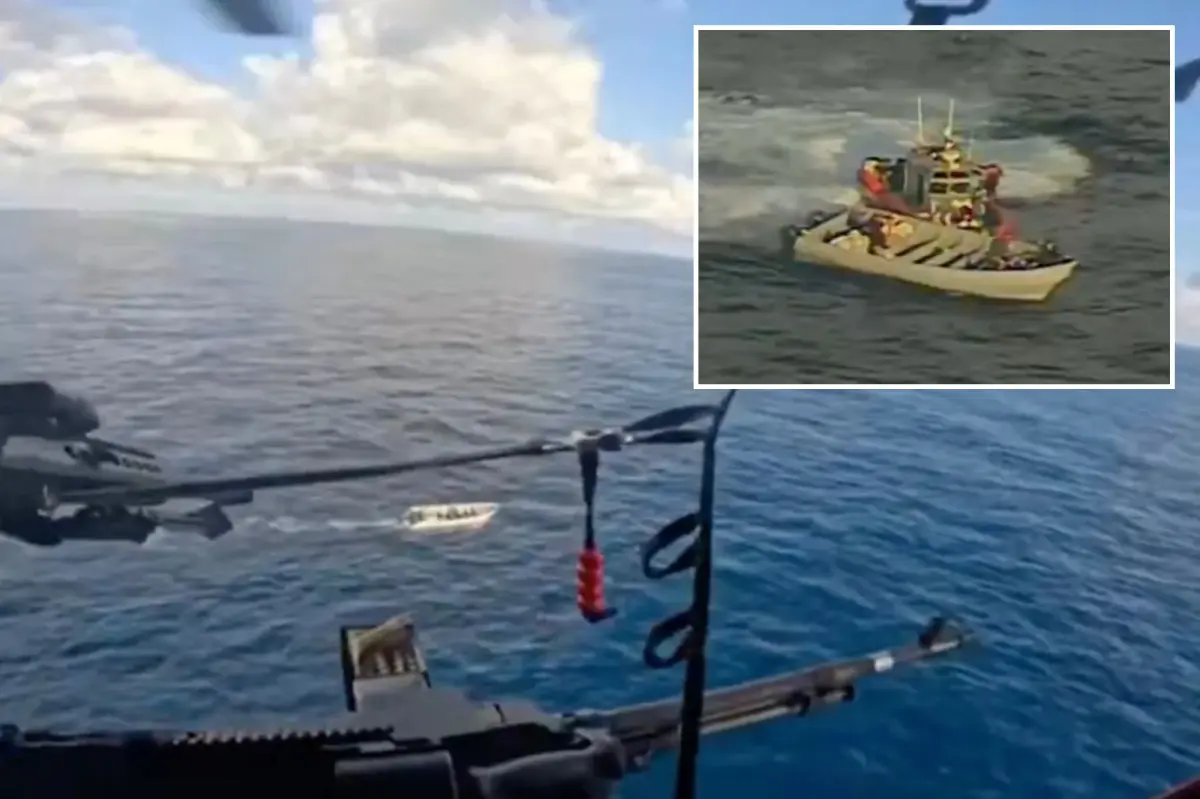 Helicopter sniper from the Coast Guard targets drug boat during Operation Pacific Viper, confiscates cocaine