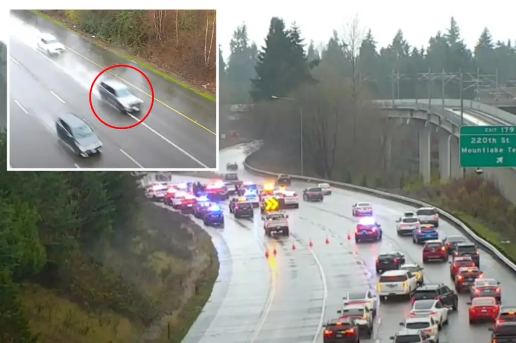 Individual under the influence steals a police patrol car on a Seattle freeway.