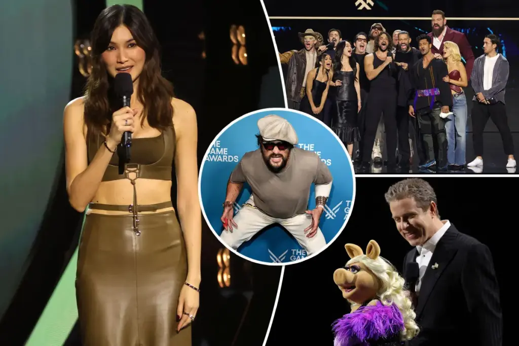 Jason Momoa and Miss Piggy get excited at the Game Awards