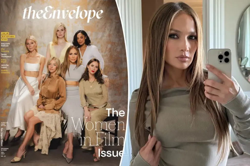 Jennifer Lopez sports a strappy crop top for the 'Women in Film' cover.