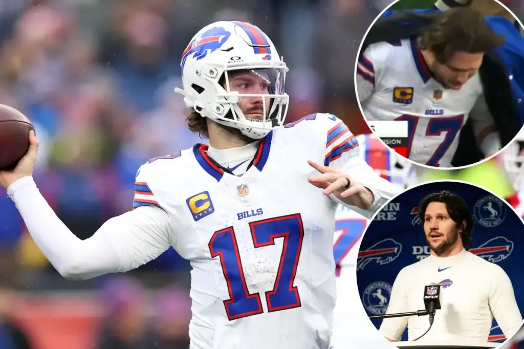 Josh Allen throws up on the sidelines before the Bills come back to defeat the Patriots