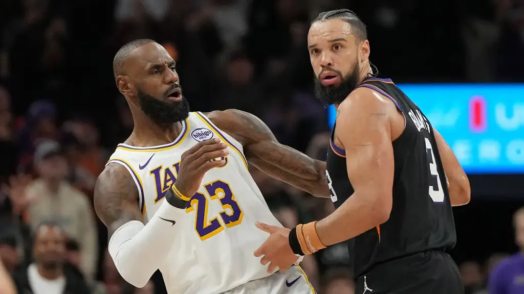 LeBron James and Dillon Brooks face off in Lakers' victory against Suns