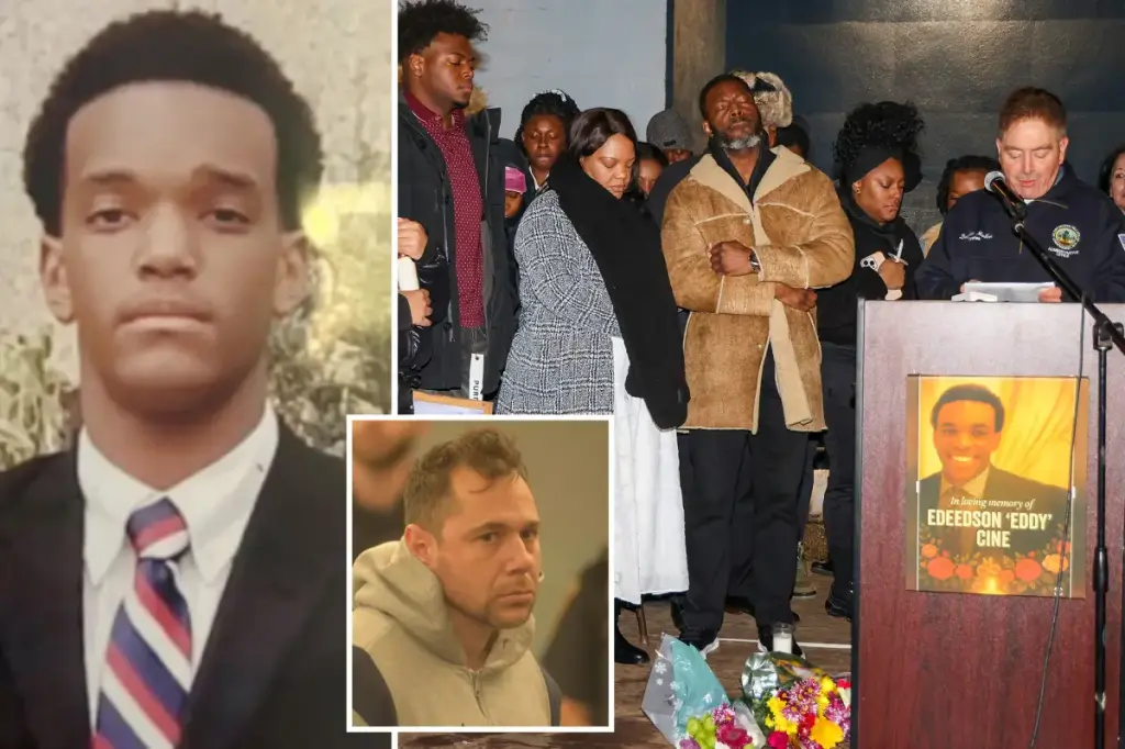 Leading Suffolk officer expresses regret to the family of beloved CVS employee as hundreds gather to grieve Christmas Day murder at a crowded candlelight vigil.