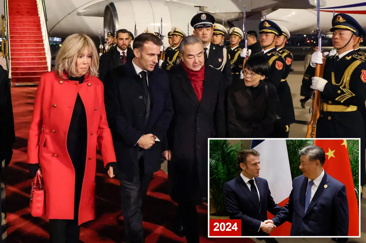 Macron reaches China for discussions with Xi about trade relations and Russia's conflict in Ukraine.