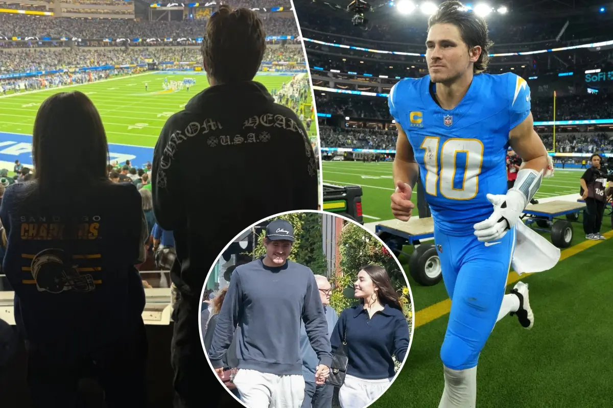 Madison Beer views Justin Herbert's Chargers game with her family.