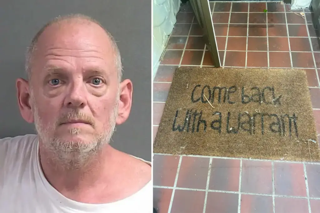 Man in Florida arrested for a fraud scheme with a 'come back with a warrant' doormat