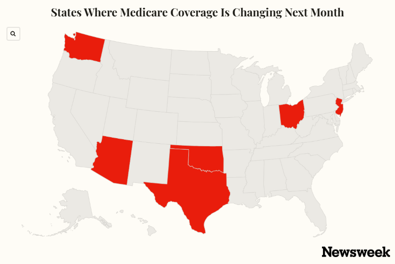 Map Highlights States Experiencing Changes to Medicare Coverage Next Month