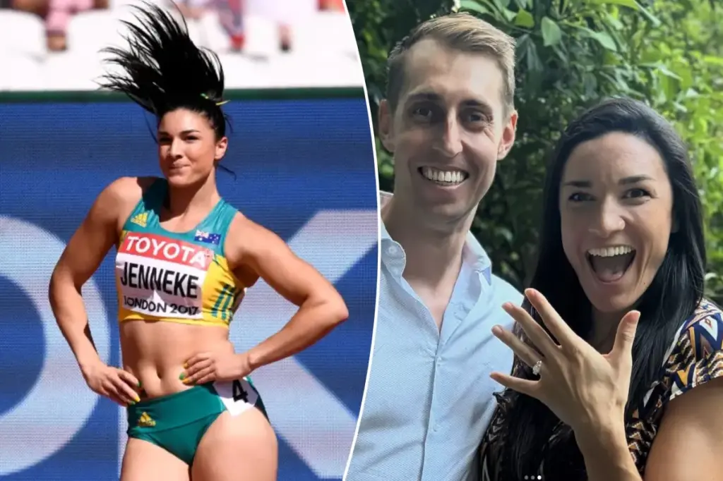Michelle Jenneke shares details of her eight-year relationship to announce her engagement.