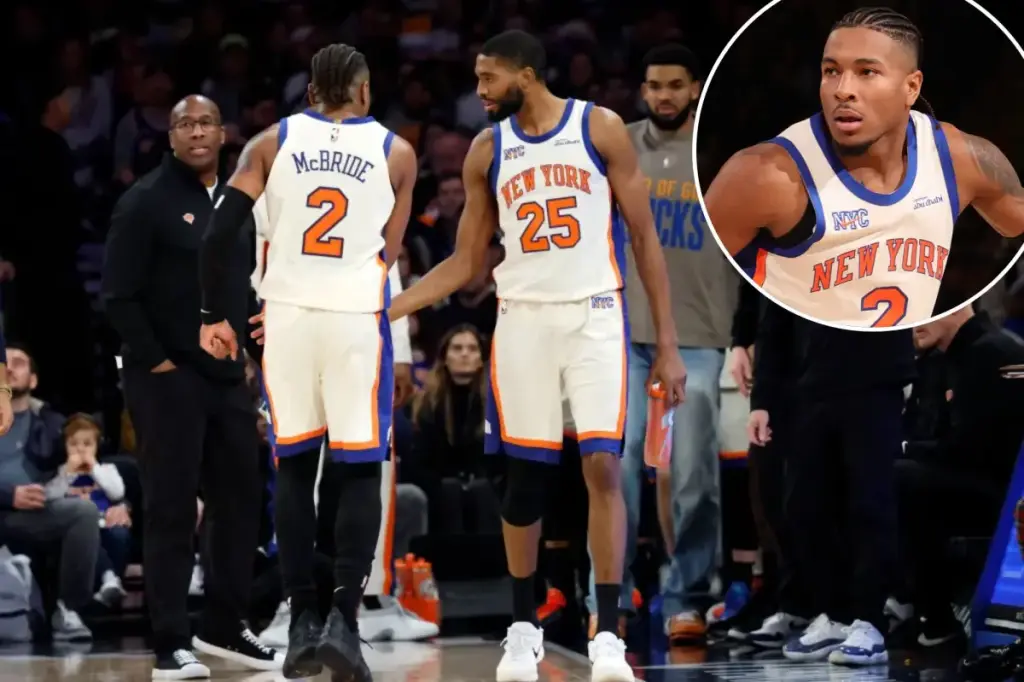 Miles McBride wearing a walking boot after injury, Knicks future unclear