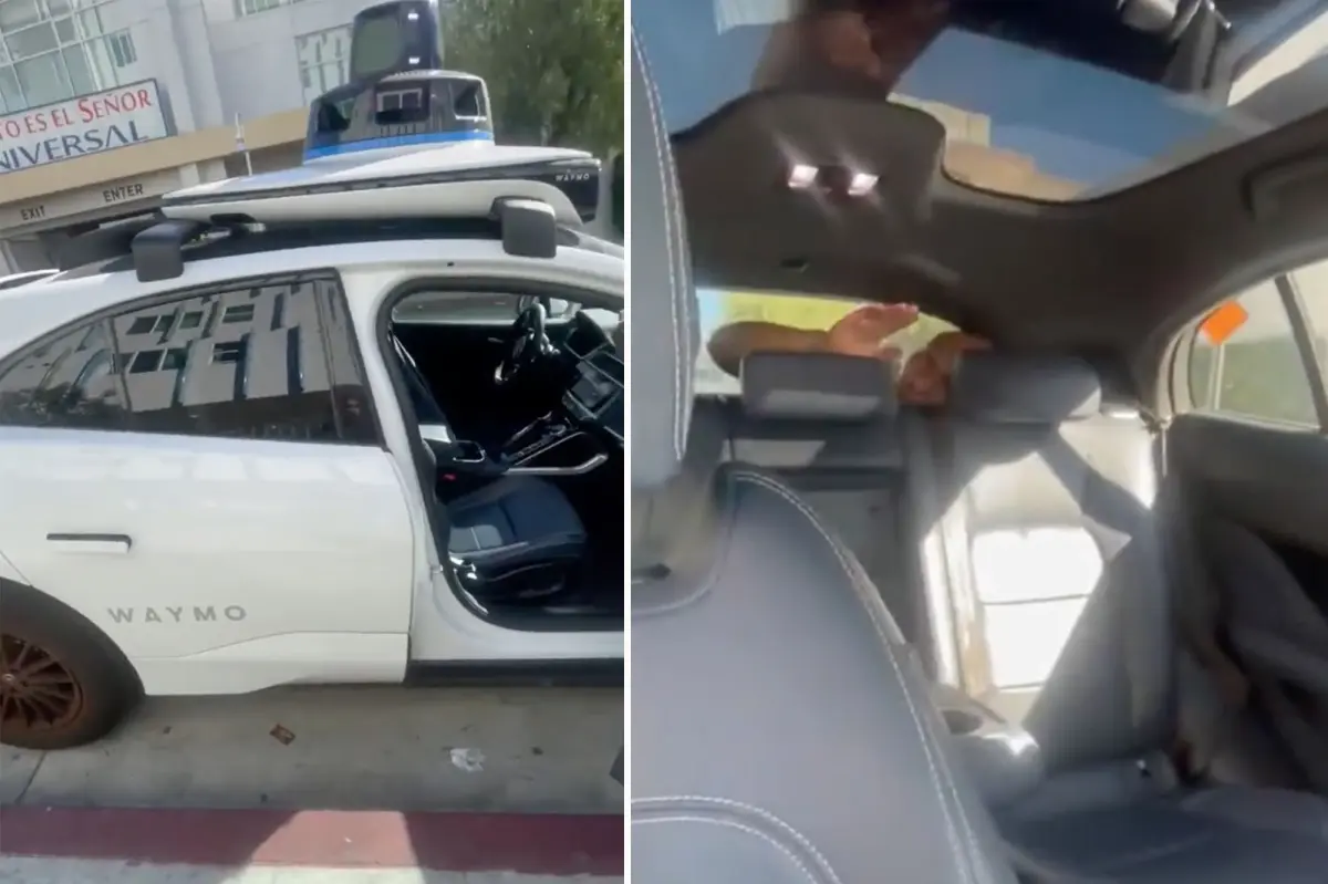 Mother in Los Angeles orders a driverless Waymo taxi for her daughter, discovers a man hiding in the trunk saying 'the people' imprisoned him: video