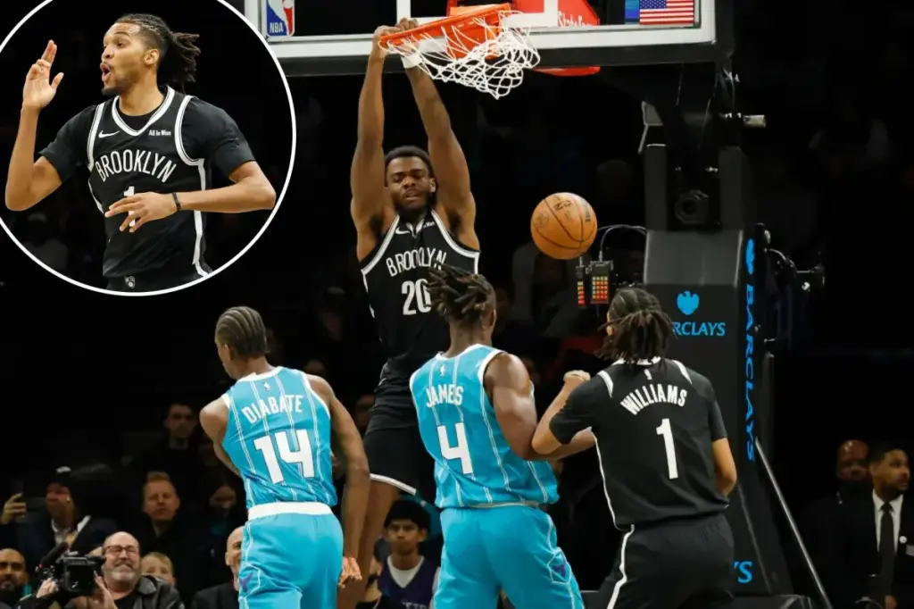 Nets triumph over Hornets in matchup of struggling NBA teams.