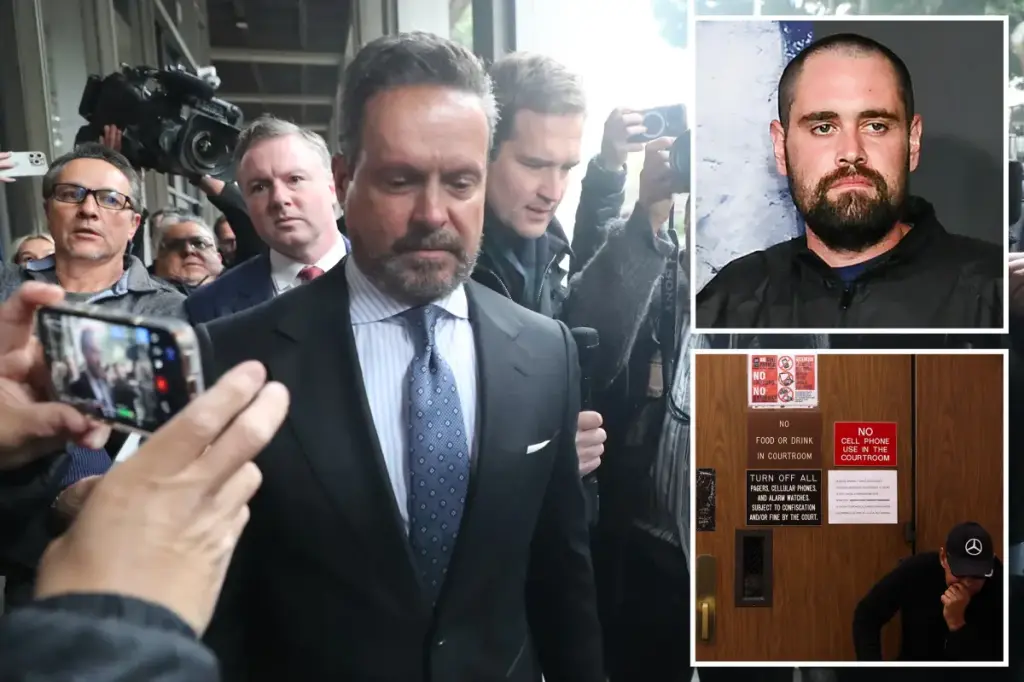 Nick Reiner appears somber in handcuffs and a suicide gown during his initial court appearance for the murders of Rob and Michele Reiner.