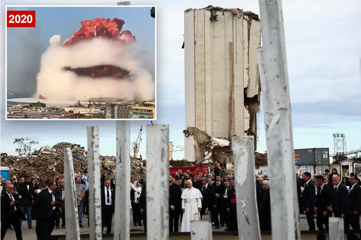 Pope Leo XIV offers prayers at the location of the 2020 Beirut port blast, comforts victims' families on the final day of his visit.