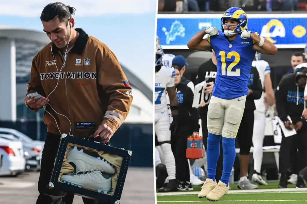 Puka Nacua reveals his personalized cleat display ahead of the Rams game