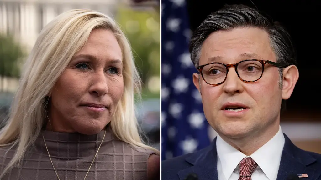 Rep Marjorie Taylor Greene claims House Speaker Johnson is acting at the direction of the White House.