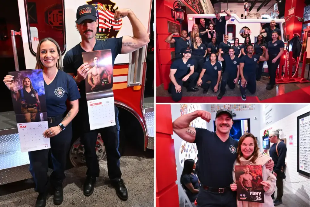 Stars of the new FDNY calendars showcase their smiles and strength at a fan meet-and-greet