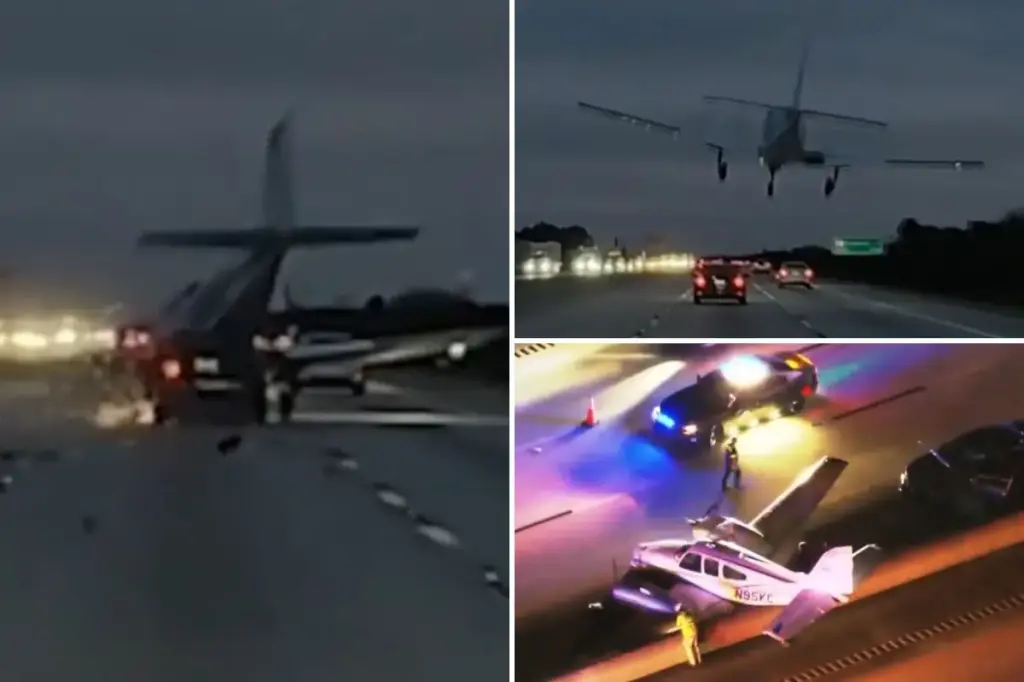 Stunning video shows a plane hitting a car on a Florida highway, hurting the driver.