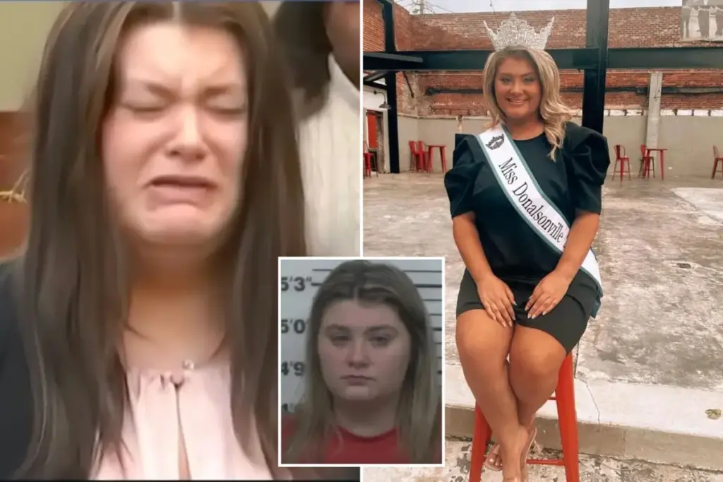 Trinity Poague, a former beauty queen from Georgia, is emotional after receiving a sentence for the death of her ex-boyfriend's toddler son.