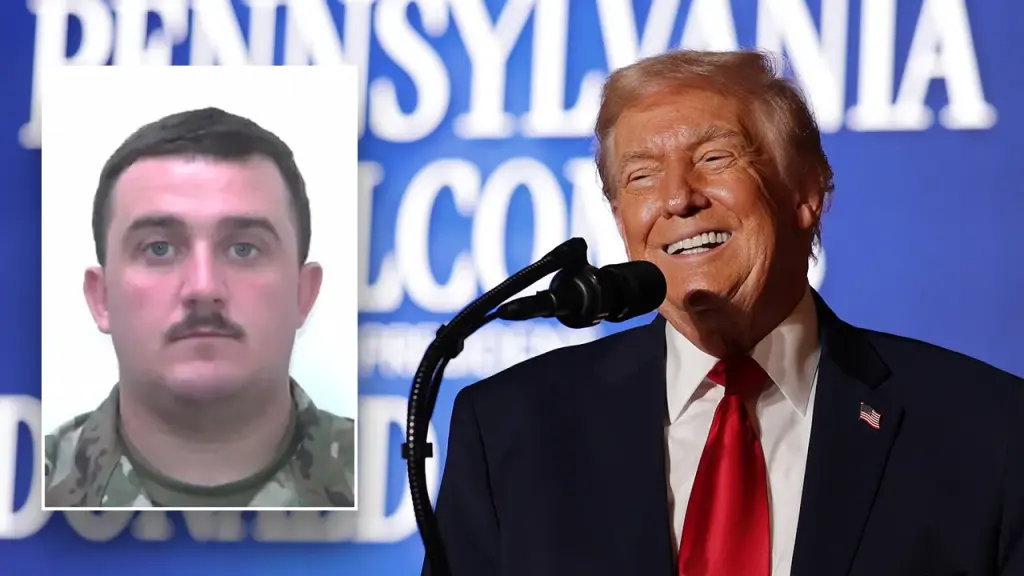 Trump provides news on injured National Guard member Andrew Wolfe during his speech