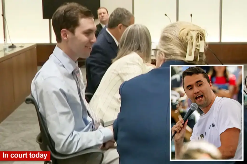 Tyler Robinson, charged in the murder of Charlie Kirk, smiles and laughs during his first court appearance, accompanied by family.