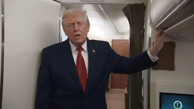 Unexpected bathroom door incident interrupts Trump's Air Force One briefing