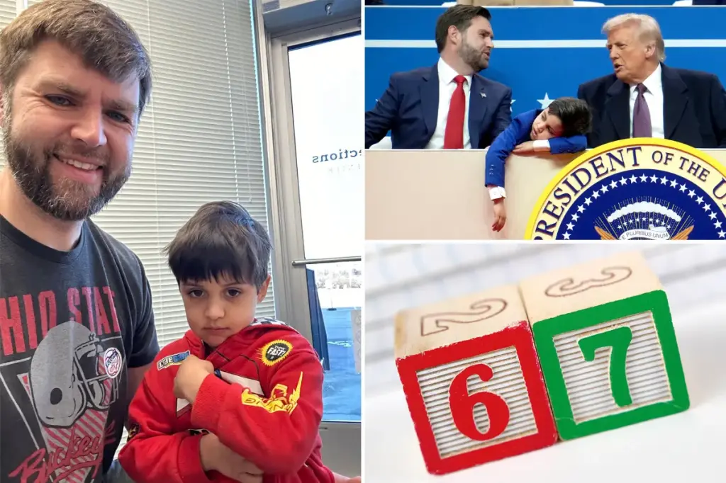 VP JD Vance humorously proposes banning the words 'six' and 'seven' after his son becomes moody in church