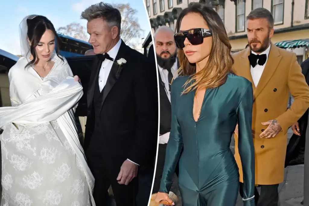 Victoria and David Beckham go to Gordon Ramsay's daughter's wedding amid growing family conflict