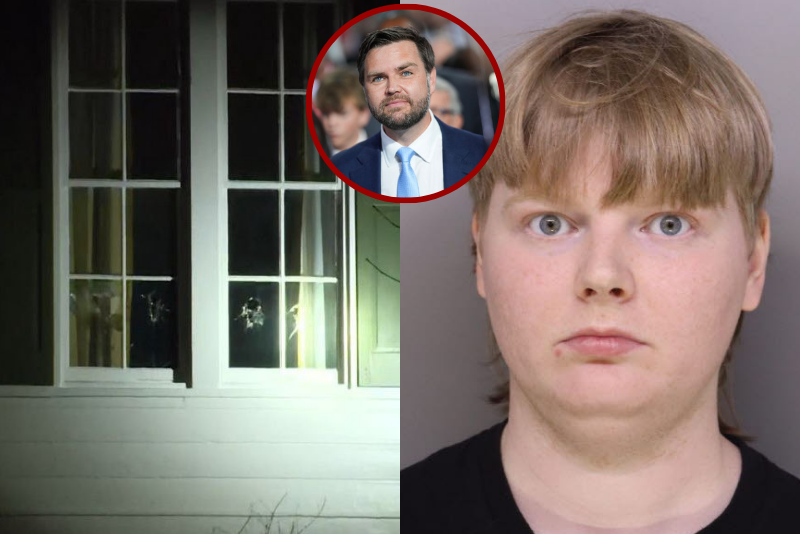 26-year-old taken into custody after a deliberate hammer assault on Vance’s property, damaging a Secret Service vehicle