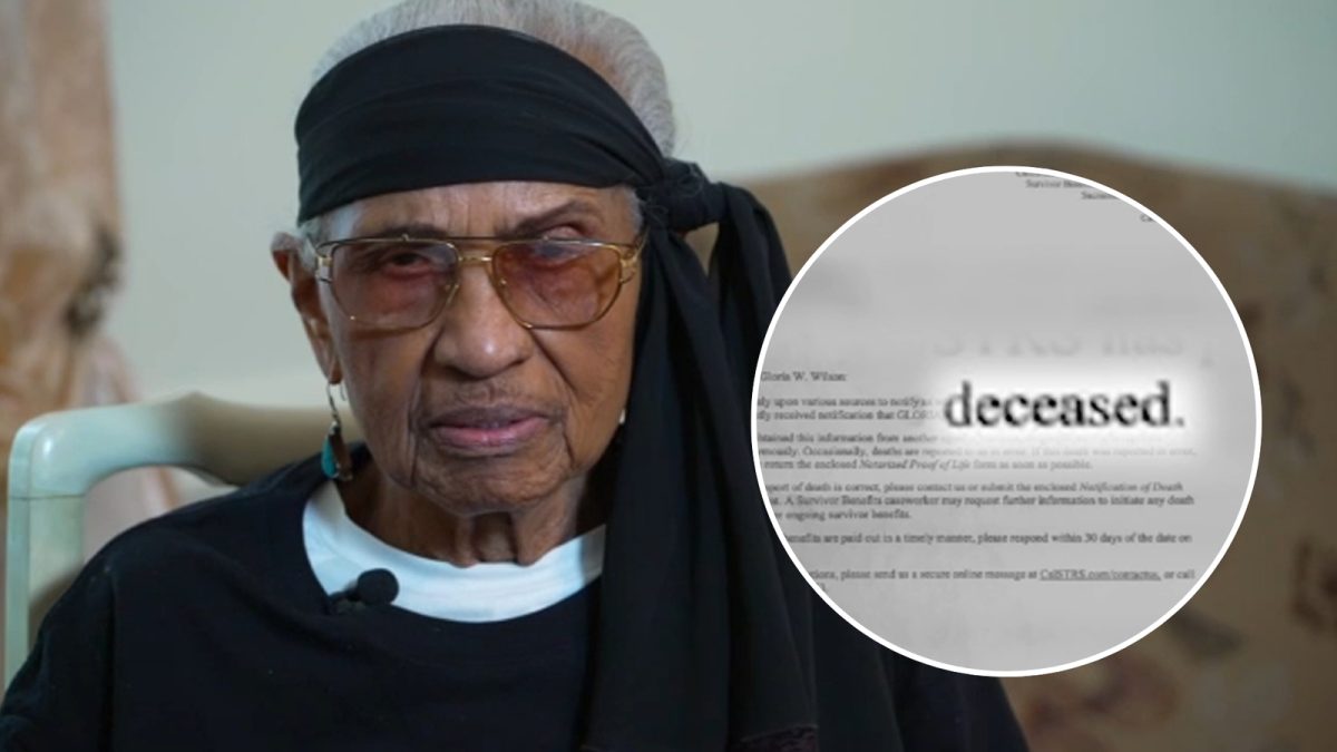 94-year-old former LAUSD teacher mistakenly announced as deceased, resulting in loss of pension payments.