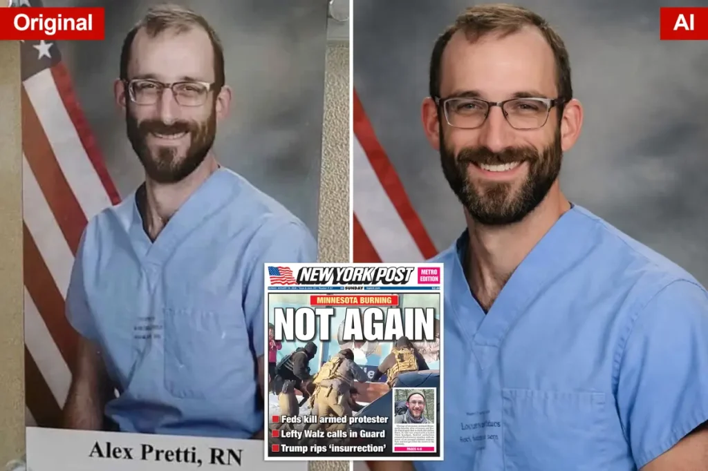 AI-modified image of Alex Pretti to appear more attractive started as a staff photo at a Minneapolis VA hospital.