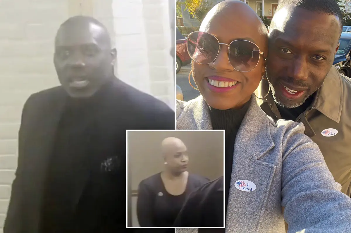 Ayanna Pressley's ex-husband Conan Harris hits a reporter's phone following a question about Minnesota fraud.