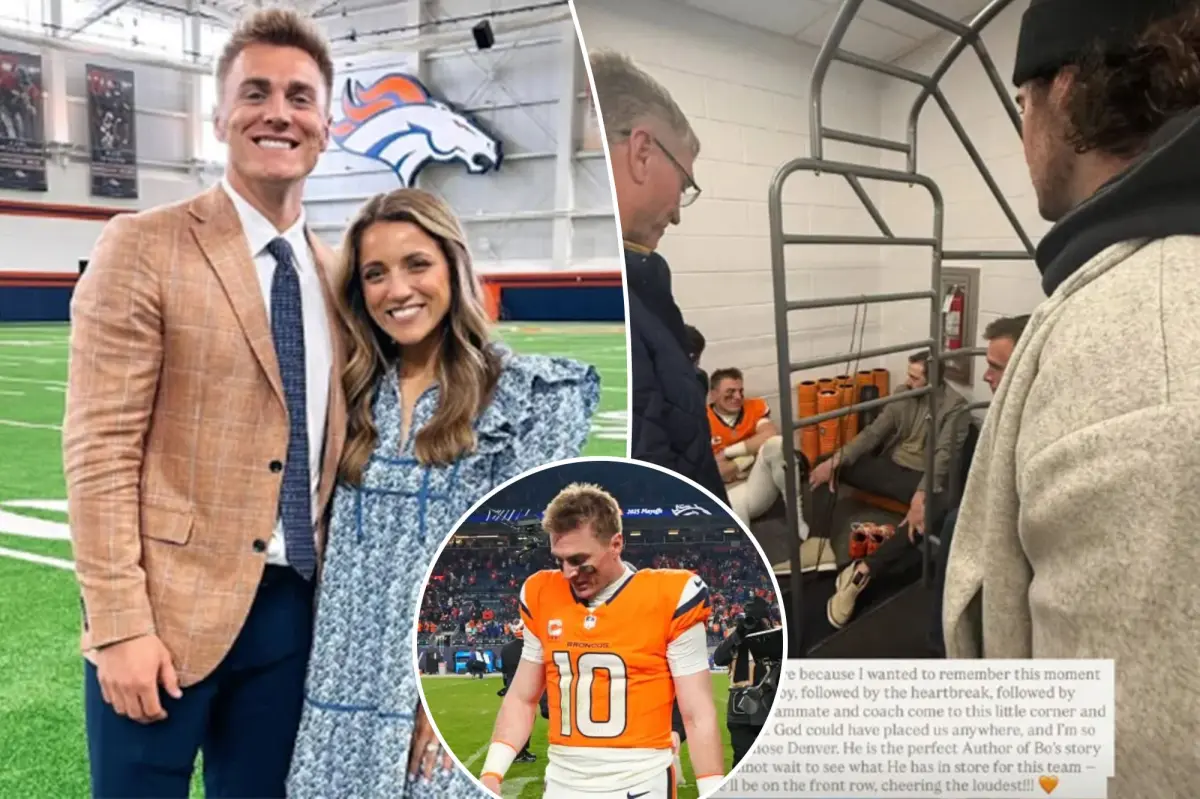 Bo Nix's wife shared this photo capturing an emotional moment after his injury.