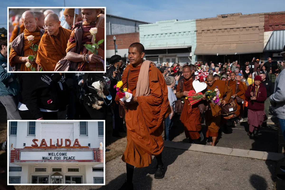 Buddhist monks journeying 2,300 miles from Texas to Washington, D.C. gain over a million followers on social media.