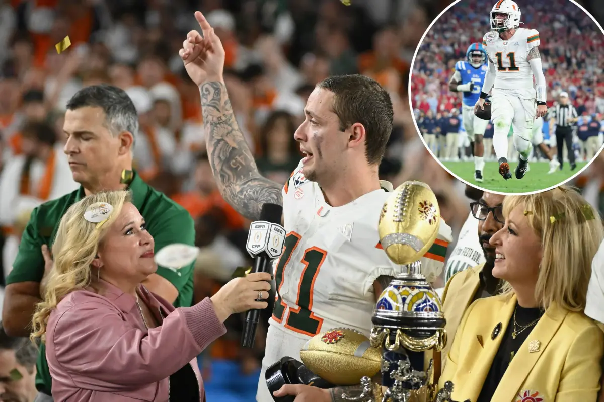 Carson Beck enjoys the 'greatest feeling ever' following Miami's CFP victory.