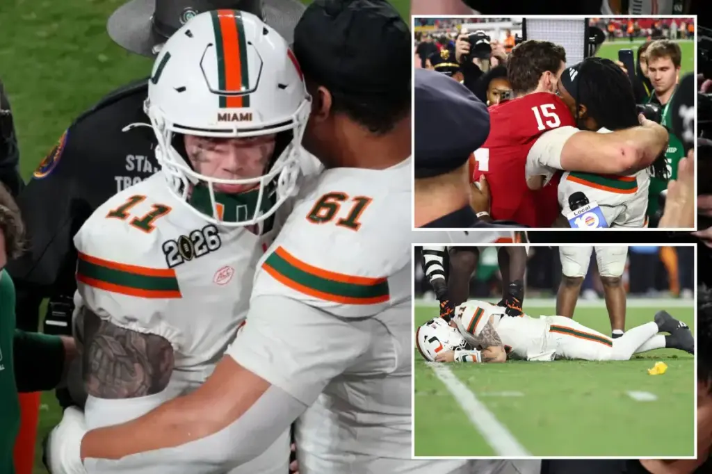 Carson Beck involved in handshake incident after crucial interception ended Miami's national championship dreams