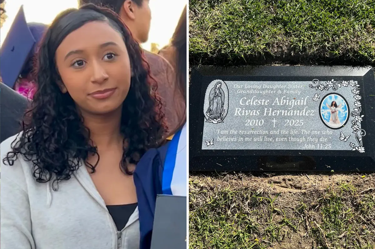Celeste Rivas' resting place visible for the first time after her body was discovered in D4vid's Tesla — featuring a heavenly AI depiction