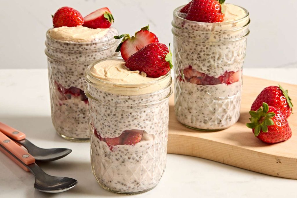 Chia Pudding with Strawberry and Peanut Butter