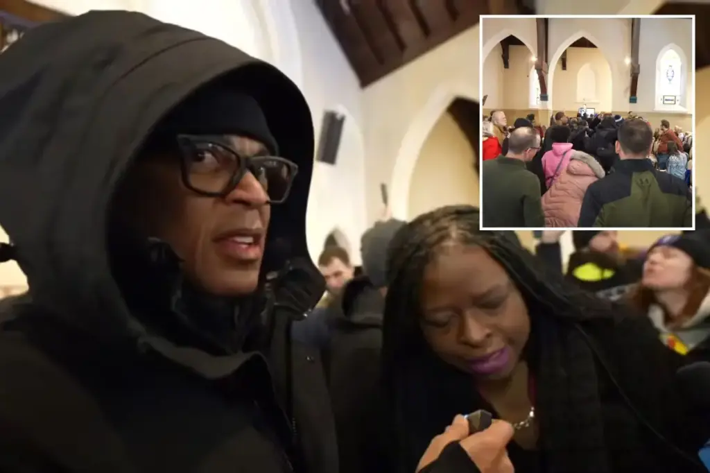 Chris Cillizza, a former colleague of Don Lemon at CNN, questions a journalist after entering a Minnesota church.