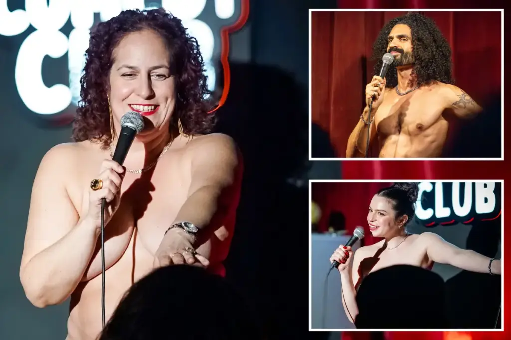 Comedians prepare to perform without clothes in Los Angeles.