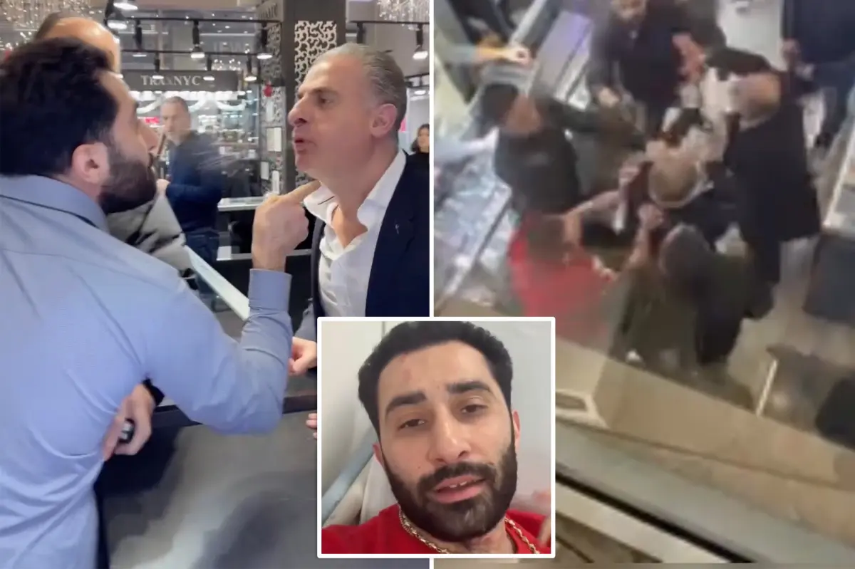 Competing jewelers in NYC's Diamond District have a chaotic fight on camera over accusations of fraud