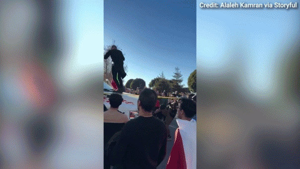 Crowd surrounds U-Haul that drove through Iran protest in LA: video