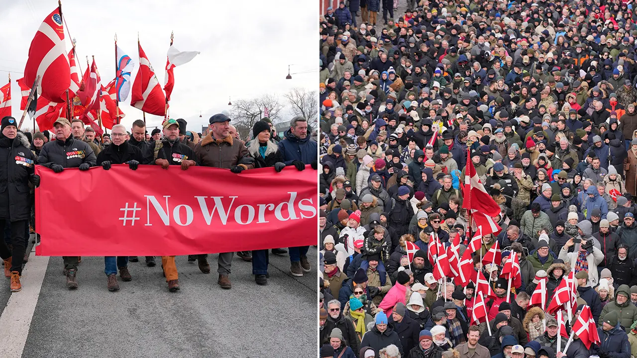 Danish veterans protest at the US Embassy in Denmark over Trump's criticism of NATO